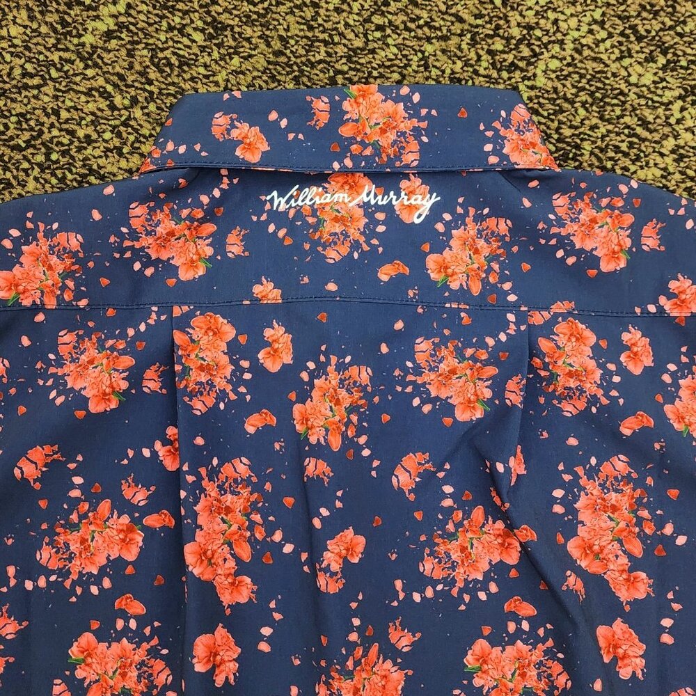 William Murray Floral Button Up Men Size Small Performance Short Sleeve Stretch - Picture 7 of 8
